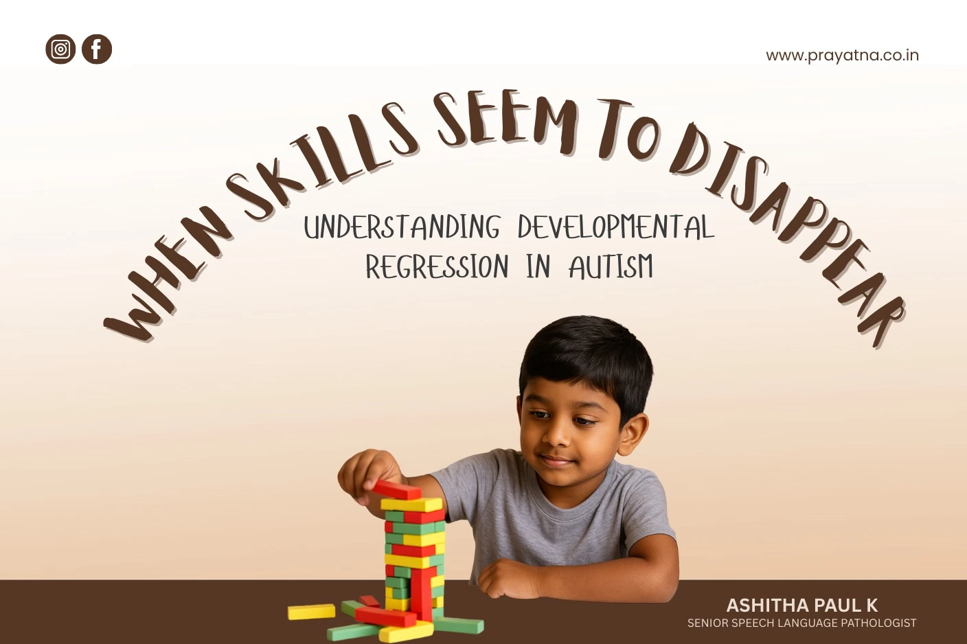 Child showing early signs of developmental regression in autism